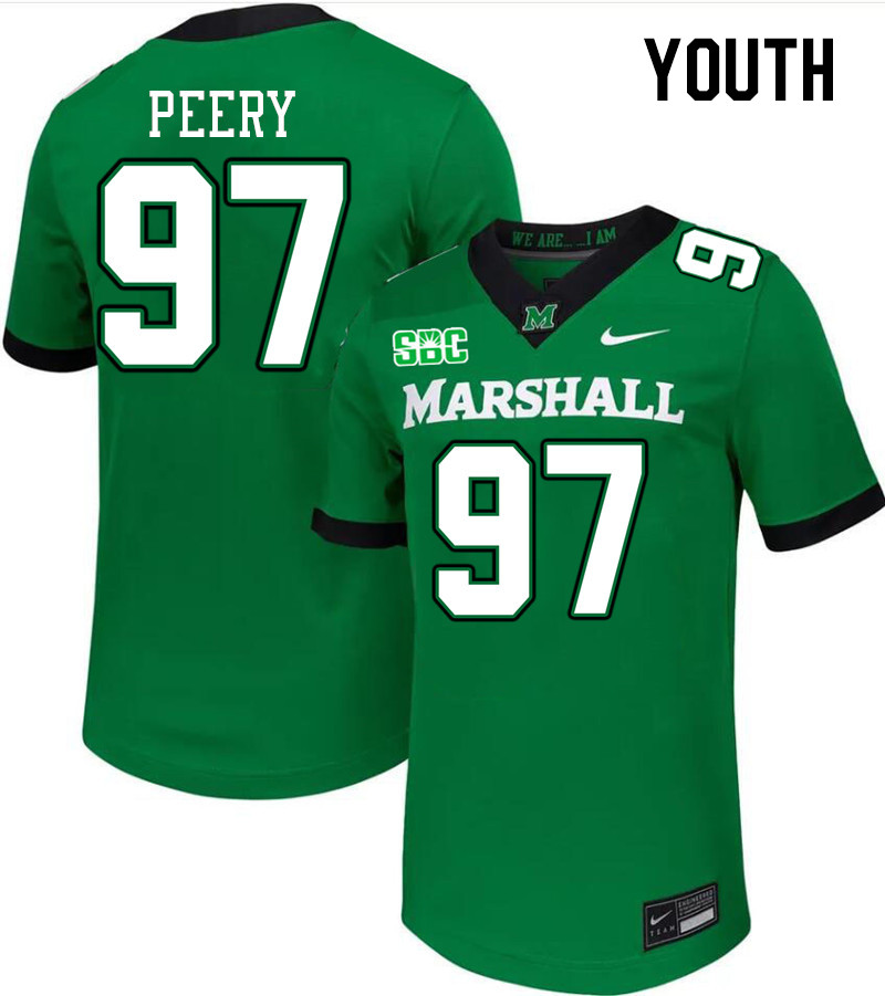 Youth #97 Marco Peery Marshall Thundering Herd SBC Conference College Football Jerseys Stitched-Gree